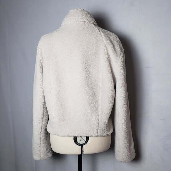 Lululemon Textured Fleece Collared Jacket in Bone Asymmetrical Zip Front S/M - Picture 3 of 12